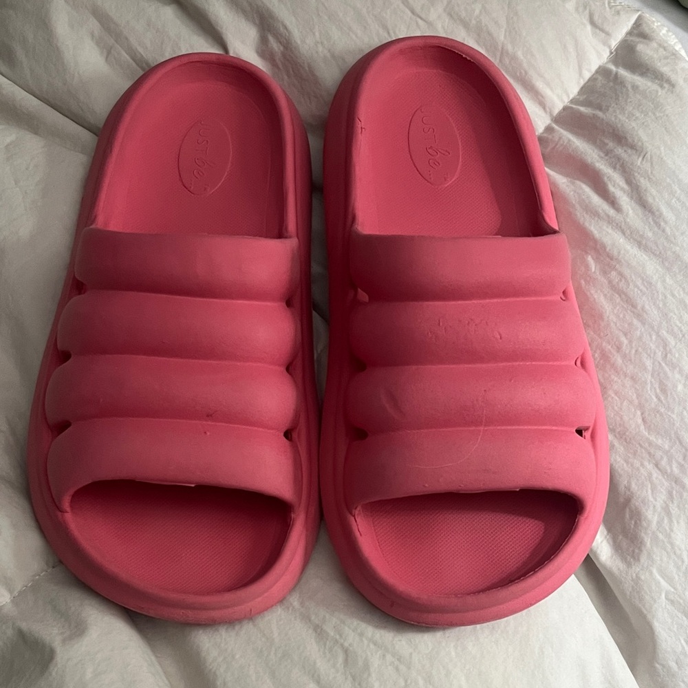 just be Pink Chunky Slide Sandals